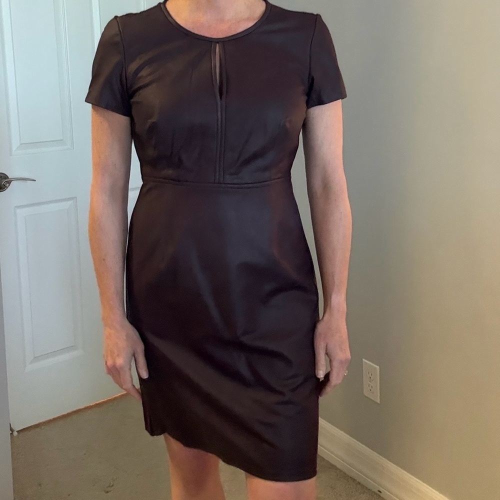 My Tribe leather keyhole dress deep plum Large